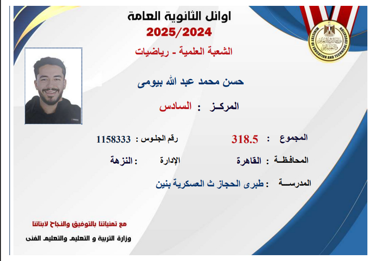 إعلان أسماء أوائل الثانوية العامة 2025