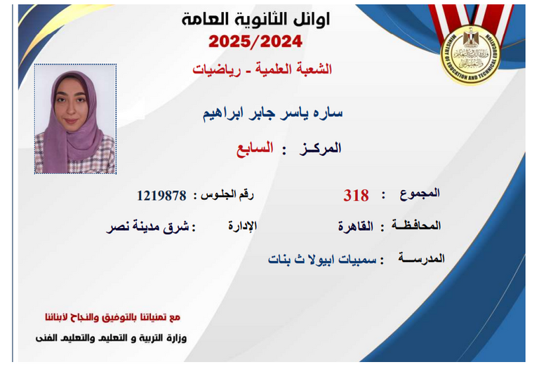 إعلان أسماء أوائل الثانوية العامة 2025
