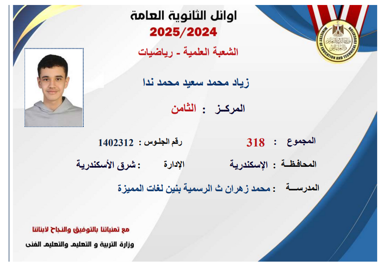 إعلان أسماء أوائل الثانوية العامة 2025