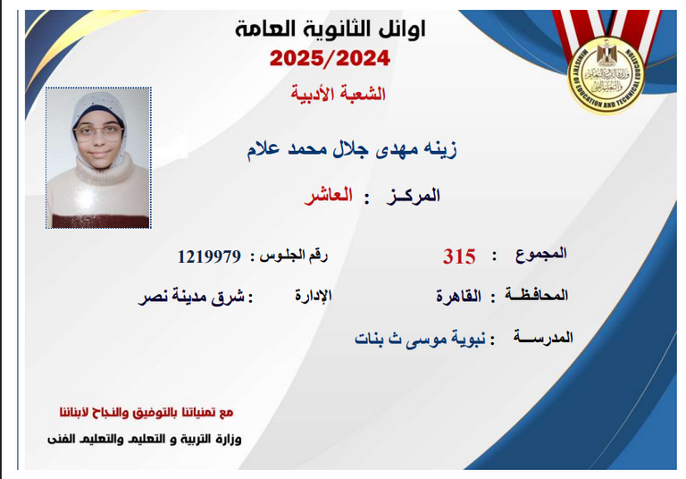 إعلان أسماء أوائل الثانوية العامة 2025
