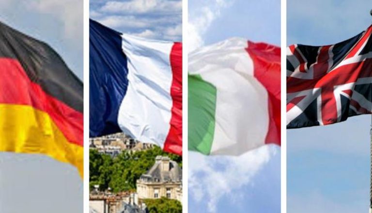 أعلام بريطانيا وإيطاليا وفرنسا وألمانيا