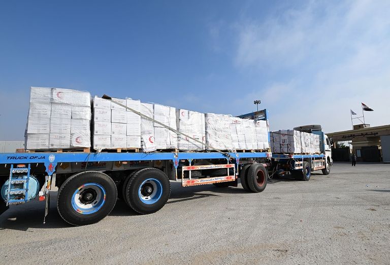 شاحنات المساعدات الإماراتية تدخل إلى غزة 