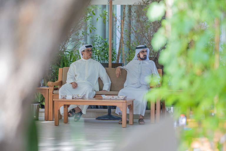 الشيخ محمد بن راشد آل مكتوم والشيخ منصور بن زايد آل نهيان