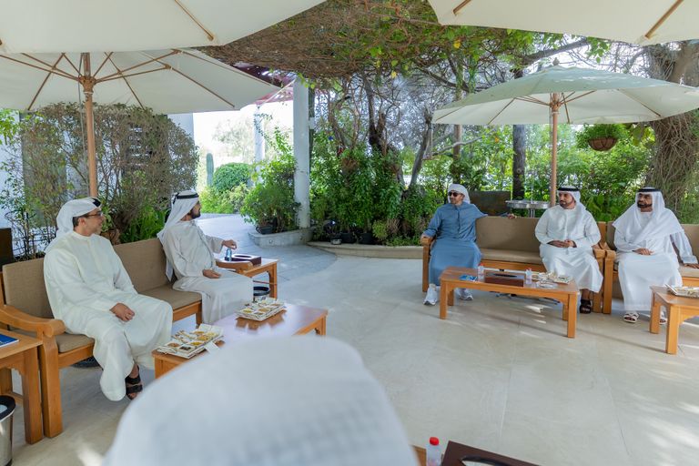 الشيخ محمد بن راشد آل مكتوم والشيخ منصور بن زايد آل نهيان