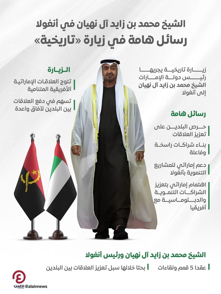 الشيخ محمد بن زايد آل نهيان  يبدأ «زيارة دولة» إلى أنغولا