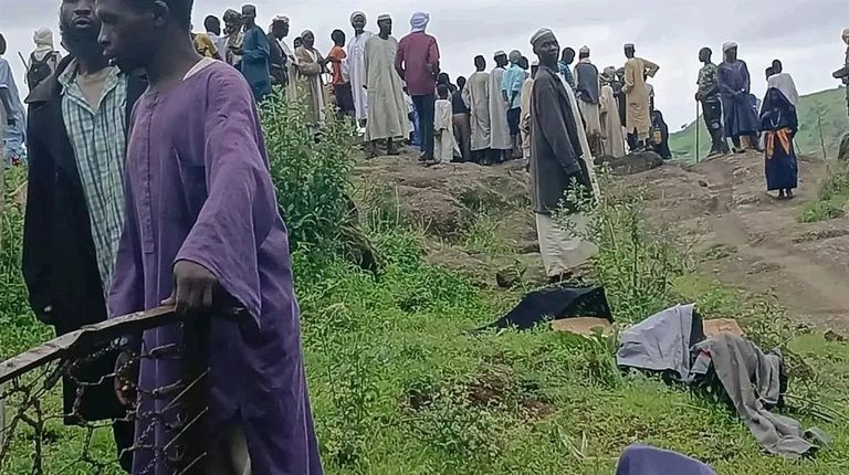 موقع كارثة الانزلاق الأرضي في قرية ترسين السودانية