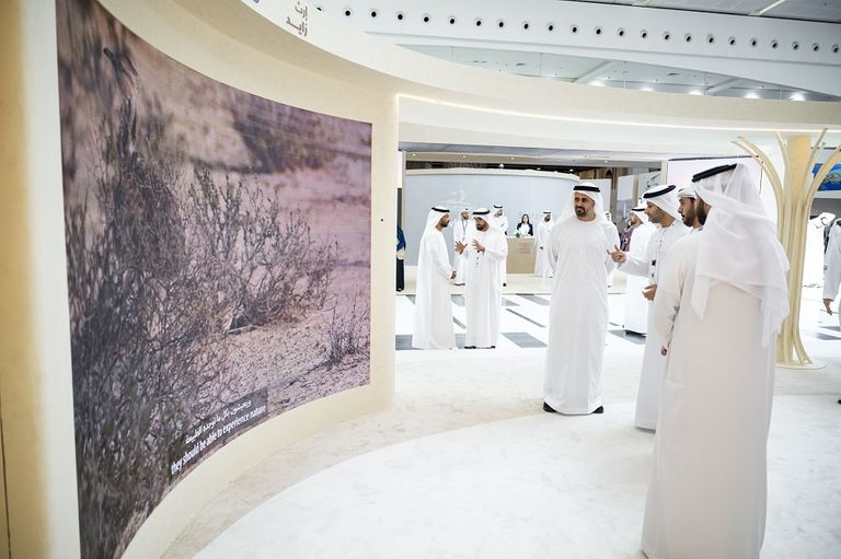 ذياب بن محمد بن زايد يزور معرض الصيد والفروسية