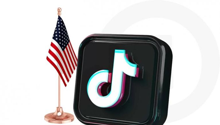 شعار تطبيق تيك توك وعلم أمريكا