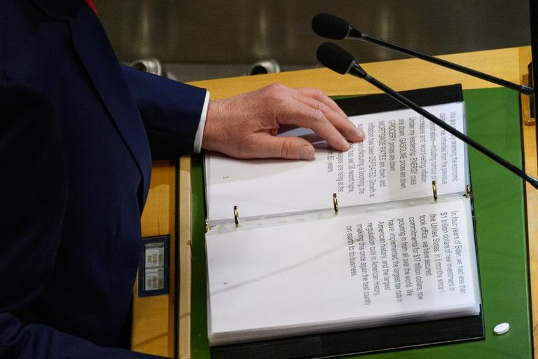 ترامب وزوجته ميلانيا أثناء صعودهما السلم