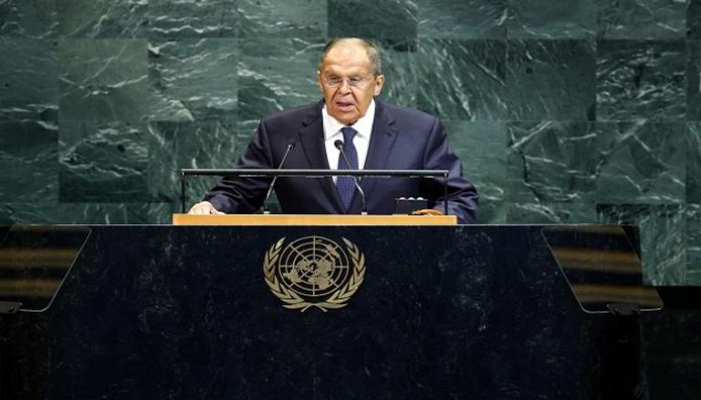 وزير الخارجية الروسي سيرغي لافروف بالأمم المتحدة