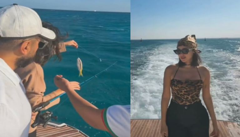 تامر حسني وبسمة بوسيل في رحلة بحرية عائلية