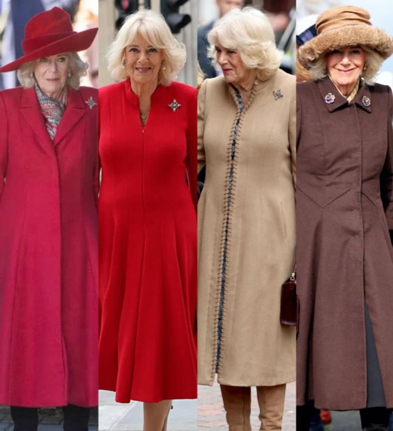 الملكة كاميلا تعيد موضة المعاطف الحمراء