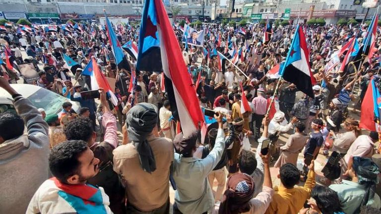 جانب من مظاهرة حاشدة في عدن تأييدا لـ«الانتقالي»