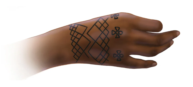 تصور فني للوشوم على الجبهة والصدغين والخدين للأطفال