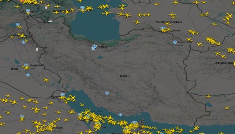 المجال الجوي الإيراني عبر موقع فلايت رادار