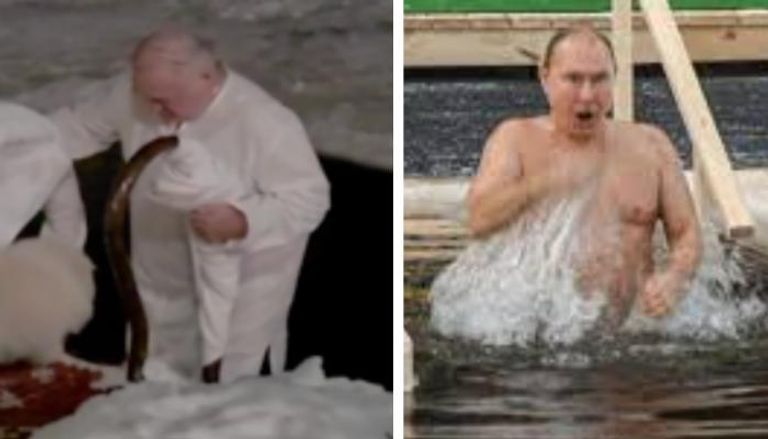 بوتين ورئيس بيلاروسيا يغوصان في المياه المتجمدة