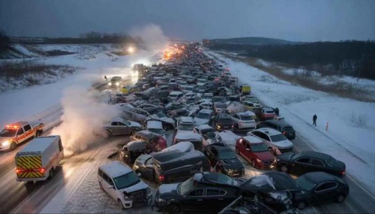 تصادم أكثر من 100 مركبة