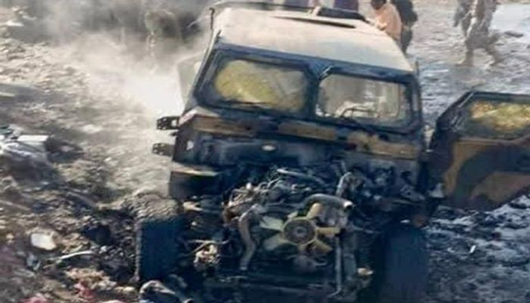 آلية متضررة جراء الانفجار في جعولة