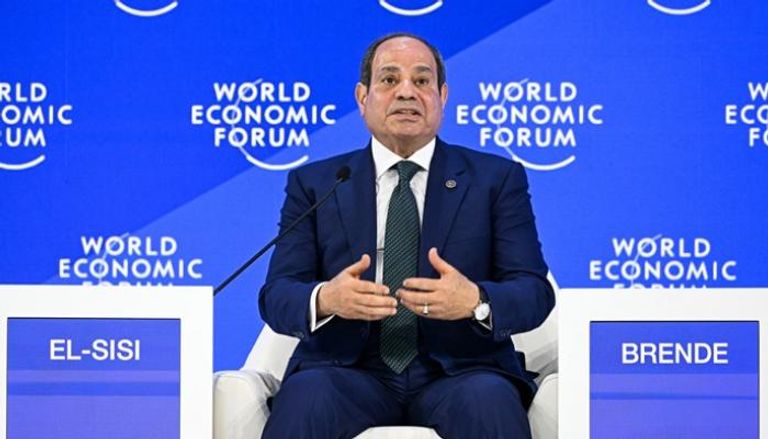 الرئيس المصري عبدالفتاح السيسي خلال مشاركته في منتدى دافوس - أ.ف.ب