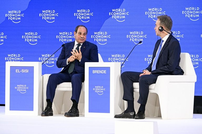 الرئيس المصري عبدالفتاح السيسي خلال مشاركته في منتدى دافوس - أ.ف.ب
