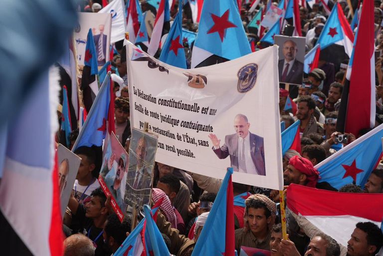 جانب من المظاهرات المؤيدة للانتقالي الجنوبي