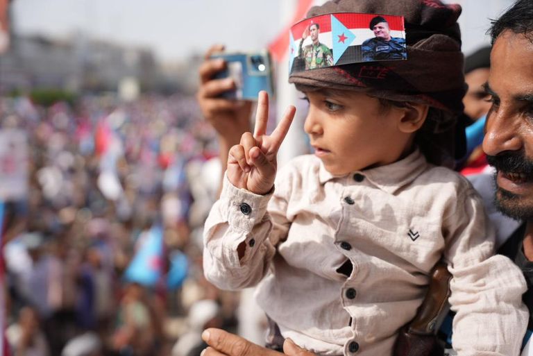 جانب من المظاهرات المؤيدة للانتقالي الجنوبي