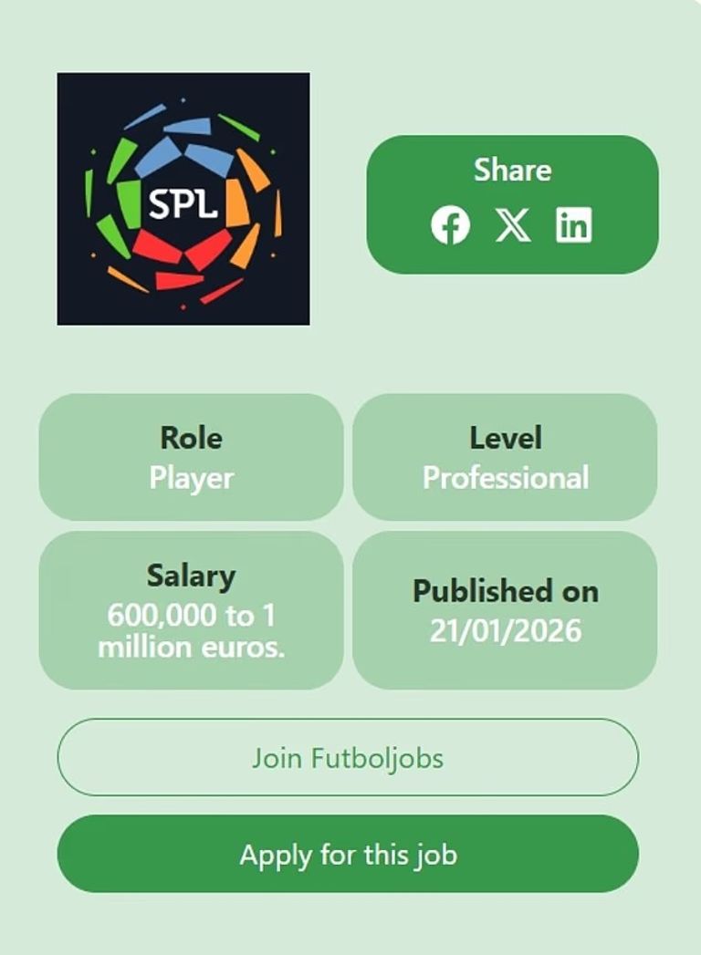 إعلان وظيفة في الدوري السعودي الدوري السعودي