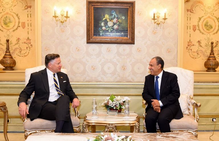 جانب من اللقاء بين بدر عبد العاطي وكريستوفر لاندو ن