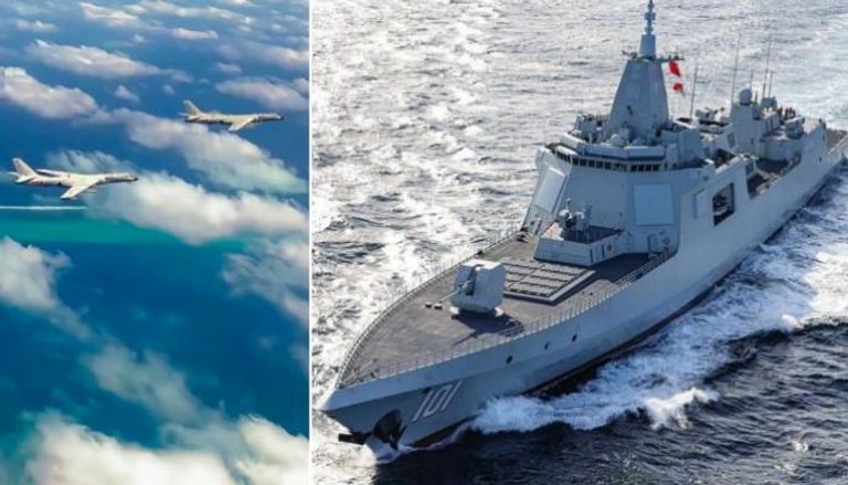 مدمرة من طراز تايب-055 وقاذفتان من طراز إتش-6