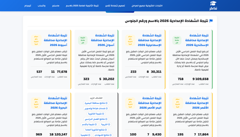 موقع نذاكر.. نتيجة الصف الثالث الإعدادي لجميع محافظات مصر - صورة 1