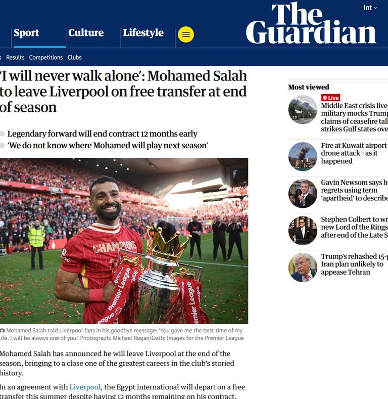 محمد صلاح يغادر ليفربول.. ماذا قالت الصحف البريطانية عن النجم المصري؟ - صورة 1
