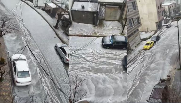 سوريا.. عاصفة برد تضرب القدموس في طرطوس وتغطيها باللون الأبيض - صورة 1
