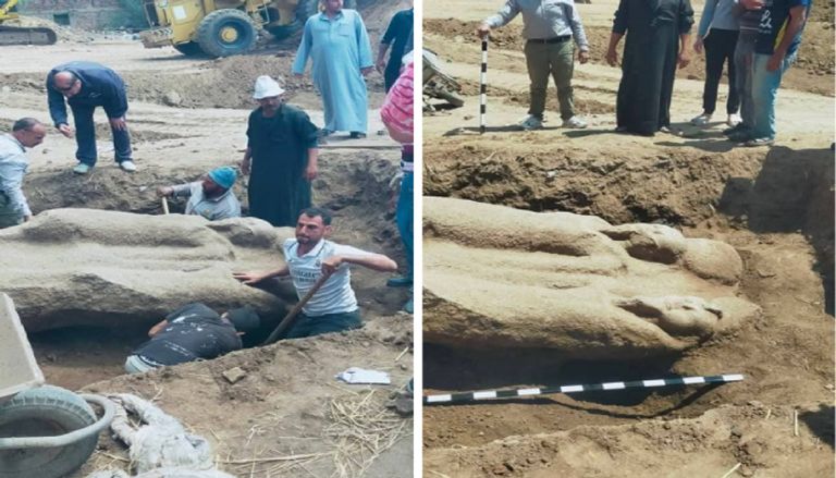 مفاجأة أثرية في مصر.. تمثال جرانيتي يظهر صدفة في الشرقية يزن 5 أطنان - صورة 1