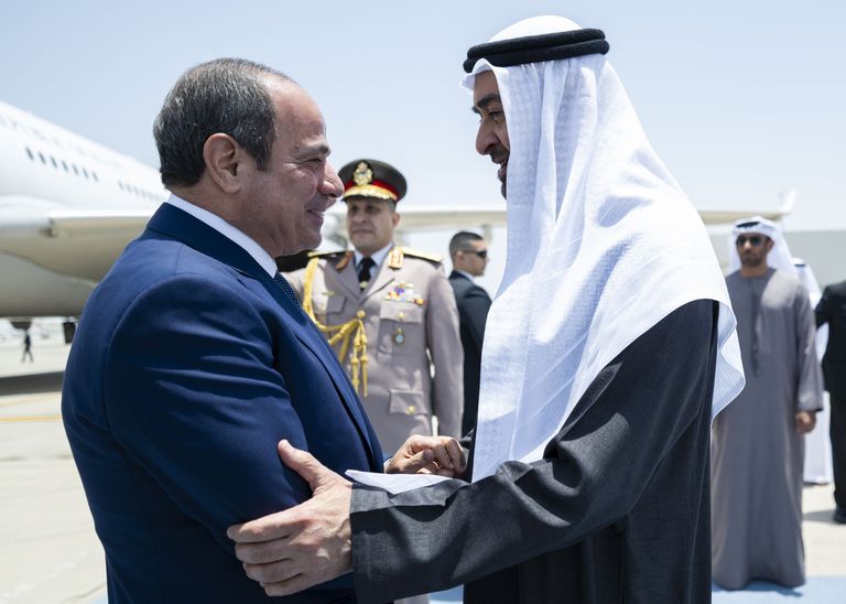 محمد بن زايد والسيسي يزوران مفرزة مقاتلات مصرية متمركزة بالإمارات - صورة 8