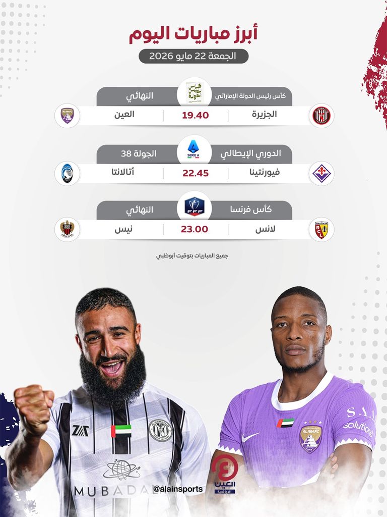 جدول مباريات اليوم الجمعة 22 مايو 2026 والقنوات الناقلة - صورة 1
