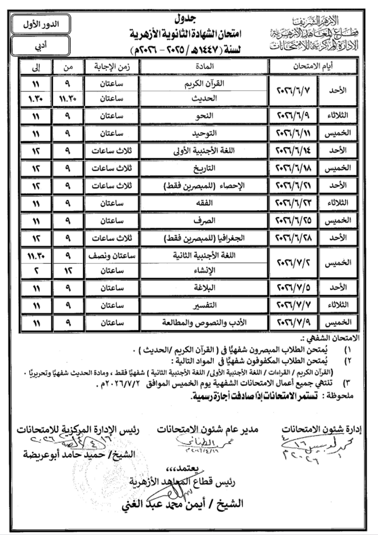 موعد انطلاق امتحانات الثانوية الأزهرية 2026.. تفاصيل الجدول الكامل - صورة 1