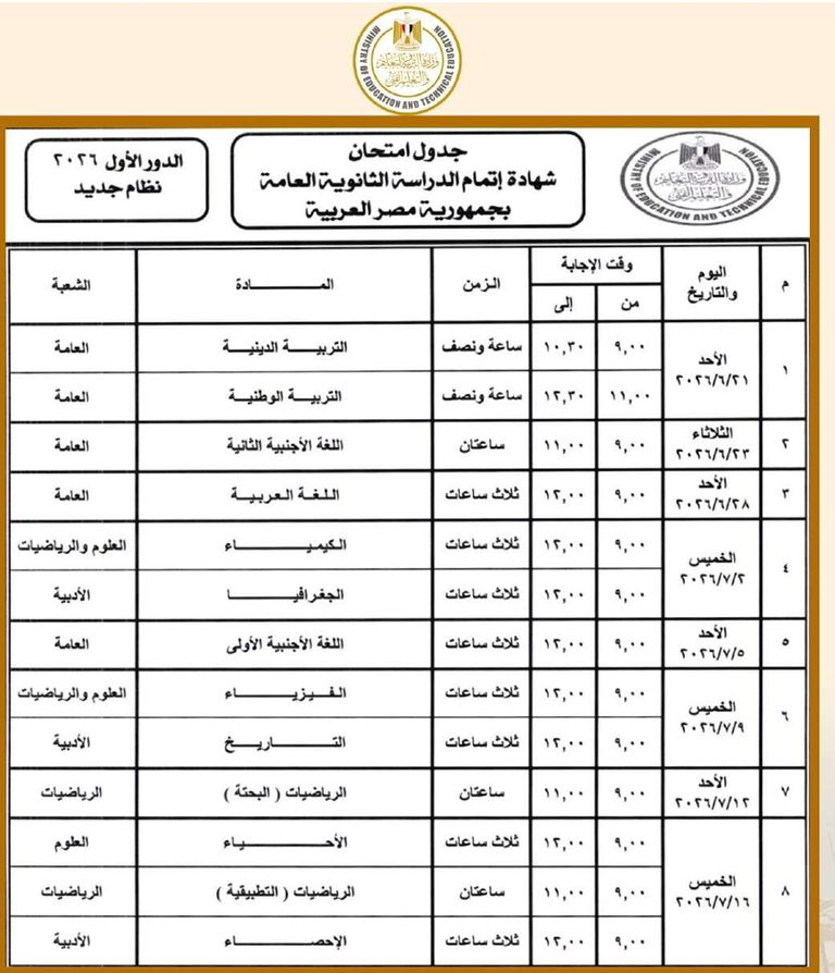 مصر.. رابط أرقام الجلوس وجدول امتحانات الثانوية العامة - صورة 5