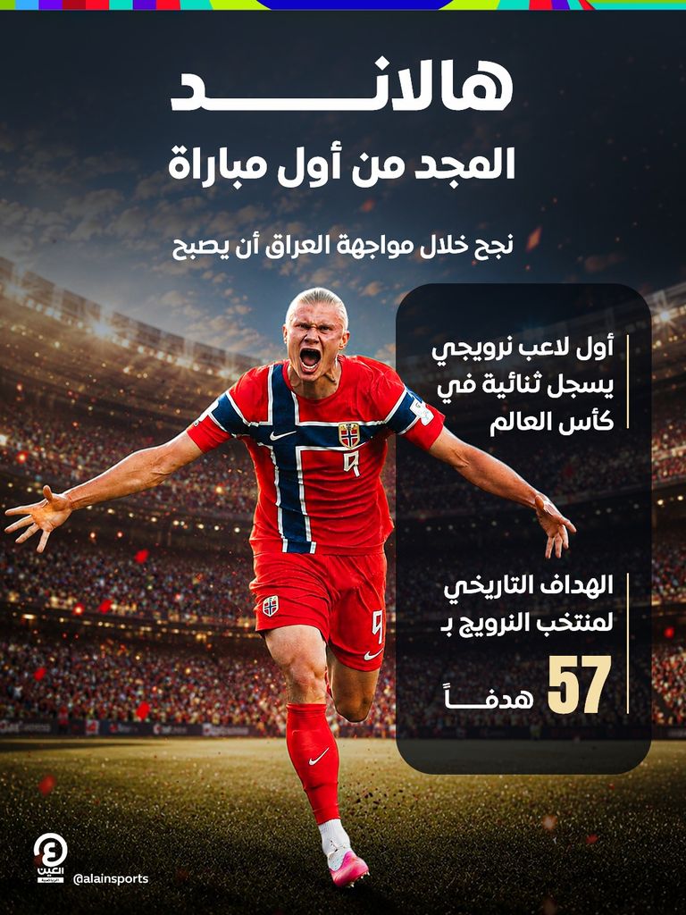 العراق ضد النرويج.. هالاند يدشن ظهوره المونديالي بثنائية (فيديو) - صورة 1