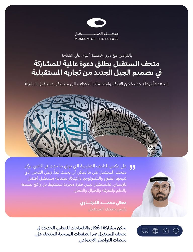 متحف المستقبل بالإمارات يطلق دعوة عالمية للمشاركة في تصميم الجيل الجديد - صورة 1
