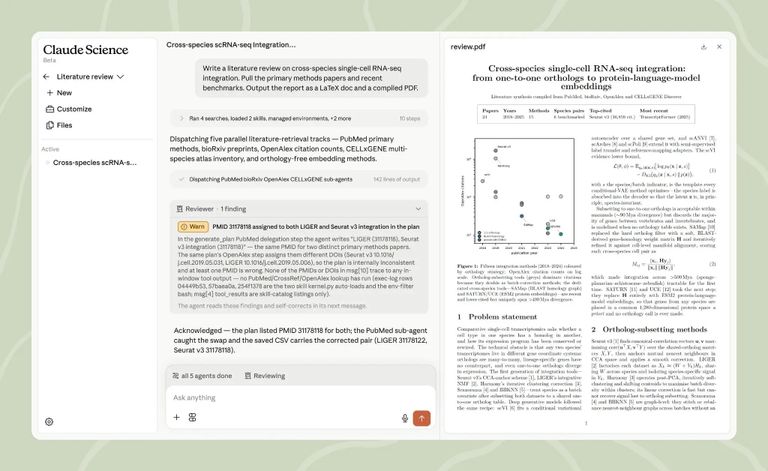 تم إعداد برنامج Claude Science مسبقًا لعلم الجينوم، وعلم الخلايا المفردة، وعلم البروتينات، والمعلوماتية الكيميائية، وهو مدعوم بأكثر من 60 قاعدة بيانات علمية تعرف إلى «Claude Science».. مساعد الباحثين الجديد في عصر الذكاء الاصطناعي - صورة 2