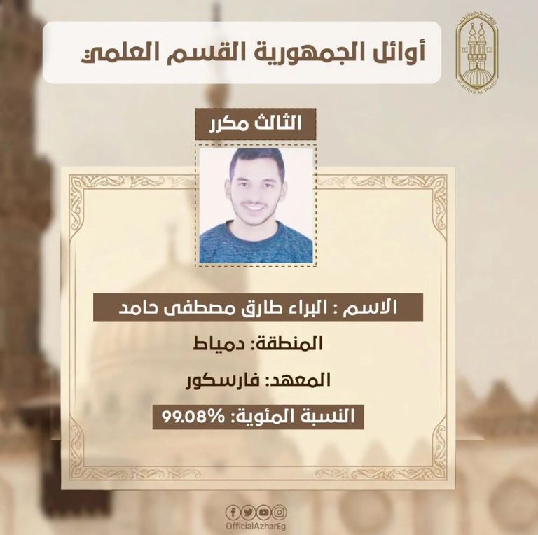 بالأسماء والصور.. تعرف على أوائل الثانوية الأزهرية 2026 - صورة 4