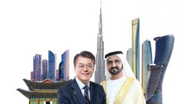 الشيخ محمد بن راشد آل مكتوم ورئيس كوريا الجنوبية