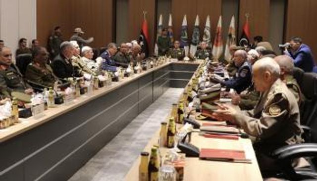 جانب من أعمال اجتماع قيادات الجيش الليبي