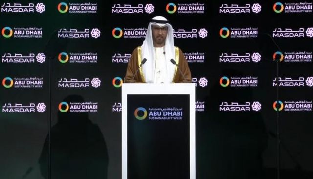 الدكتور سلطان الجابر خلال كلمته بافتتاح أسبوع أبوظبي للاستدامة