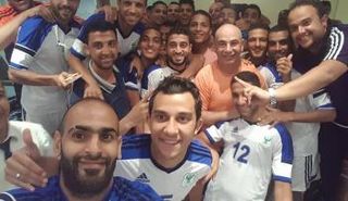 فريق المصري يحتفل بتأهل الأهلي إلى المباراة النهائية لبطولة كأس مصر