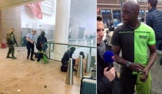 عامل أمتعة في مطار بروكسل أثناء مشاركته في نقل ضحايا التفجيرات