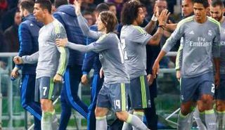 فرحة لاعبي ريال مدريد أمام روما