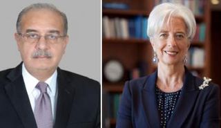 مديرة صندوق النقد الدولي، كريستين لاجارد ورئيس الوزراء المصري، المهندس شريف إسماعيل