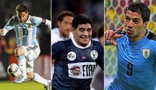 سواريز ومارادونا وميسي