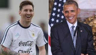 الرئيس الأمريكي باراك أوباما  و ليونيل ميسي